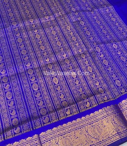 Pure Silk Cotton Saree - Blue With Dark Blue Shade - Lakshadeepam Design - VVPLD001