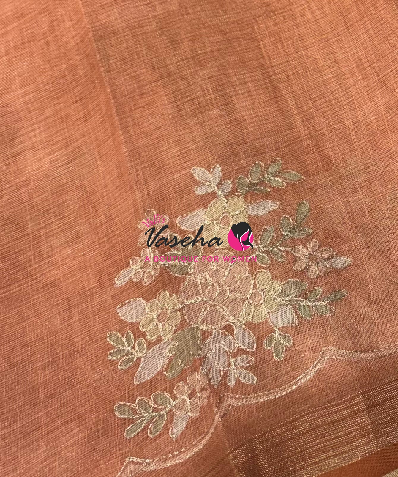 Linen Tissue Saree - Orange Shade - VVLTS004