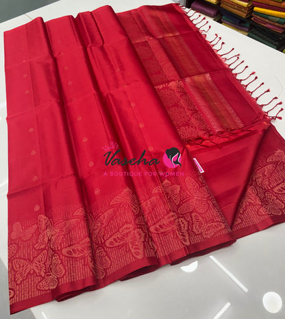 Pure Soft Silk Saree  - Red Shade - VVPSS094
