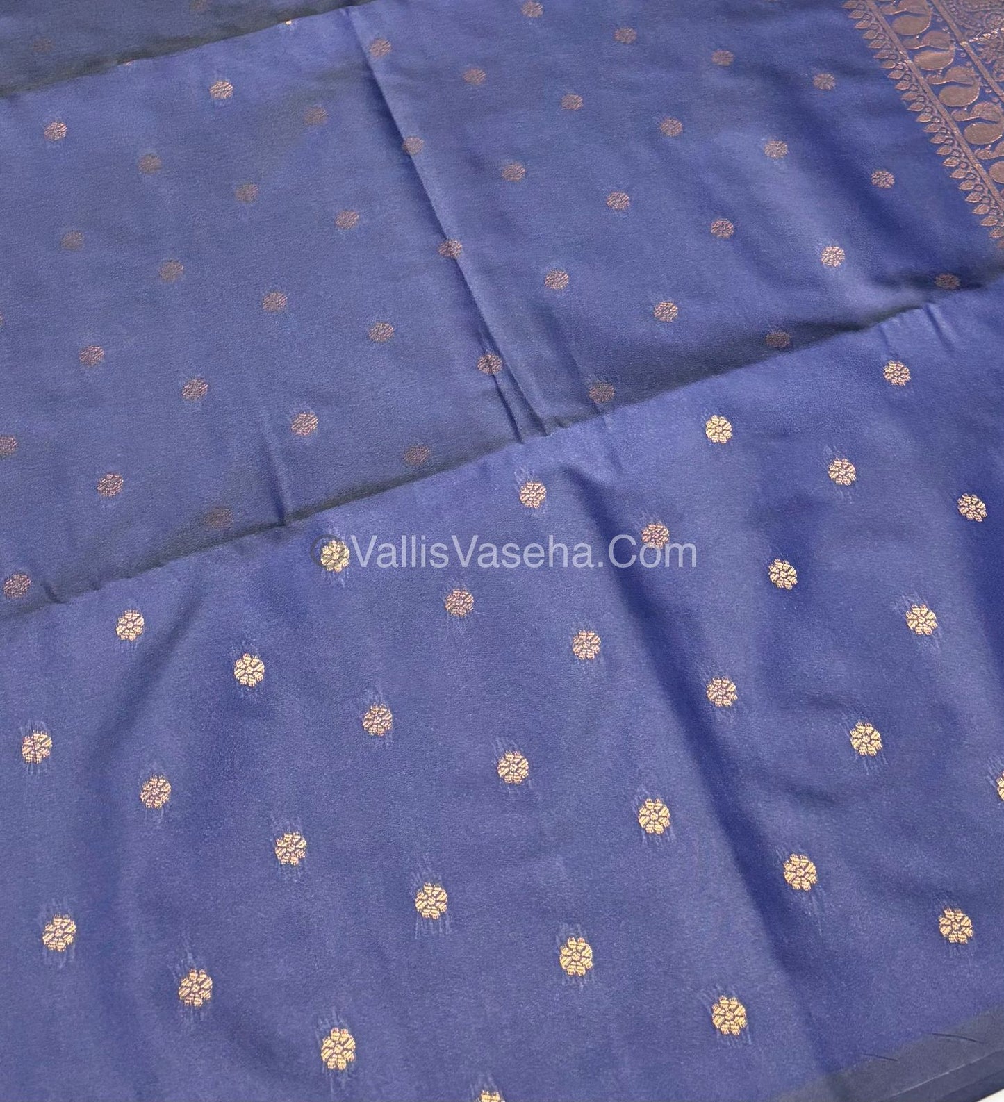 Semi Soft Silk - Borderless - Contemporary Design - Navy Blue Shade -VVSSS012