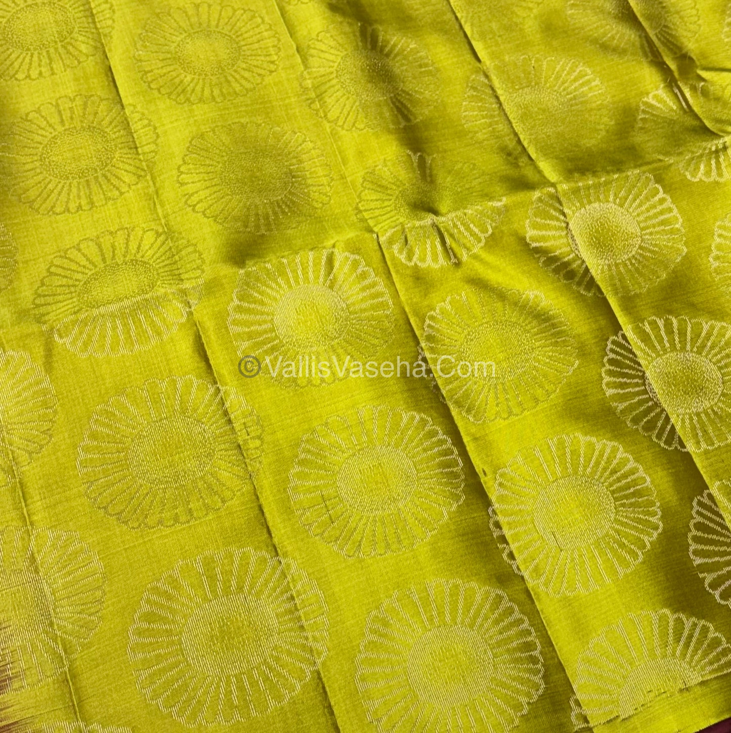 Pure Soft Silk Saree - Dupion Weaving - Maroon & Lemon Green Shade - VVPSS065