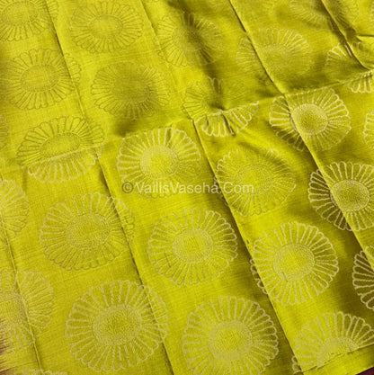 Pure Soft Silk Saree - Dupion Weaving - Maroon & Lemon Green Shade - VVPSS065
