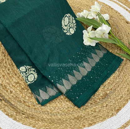 Casual Wear Sarees - Semi Binny / Semi Dola Silk - Green Shade - VVSDS004