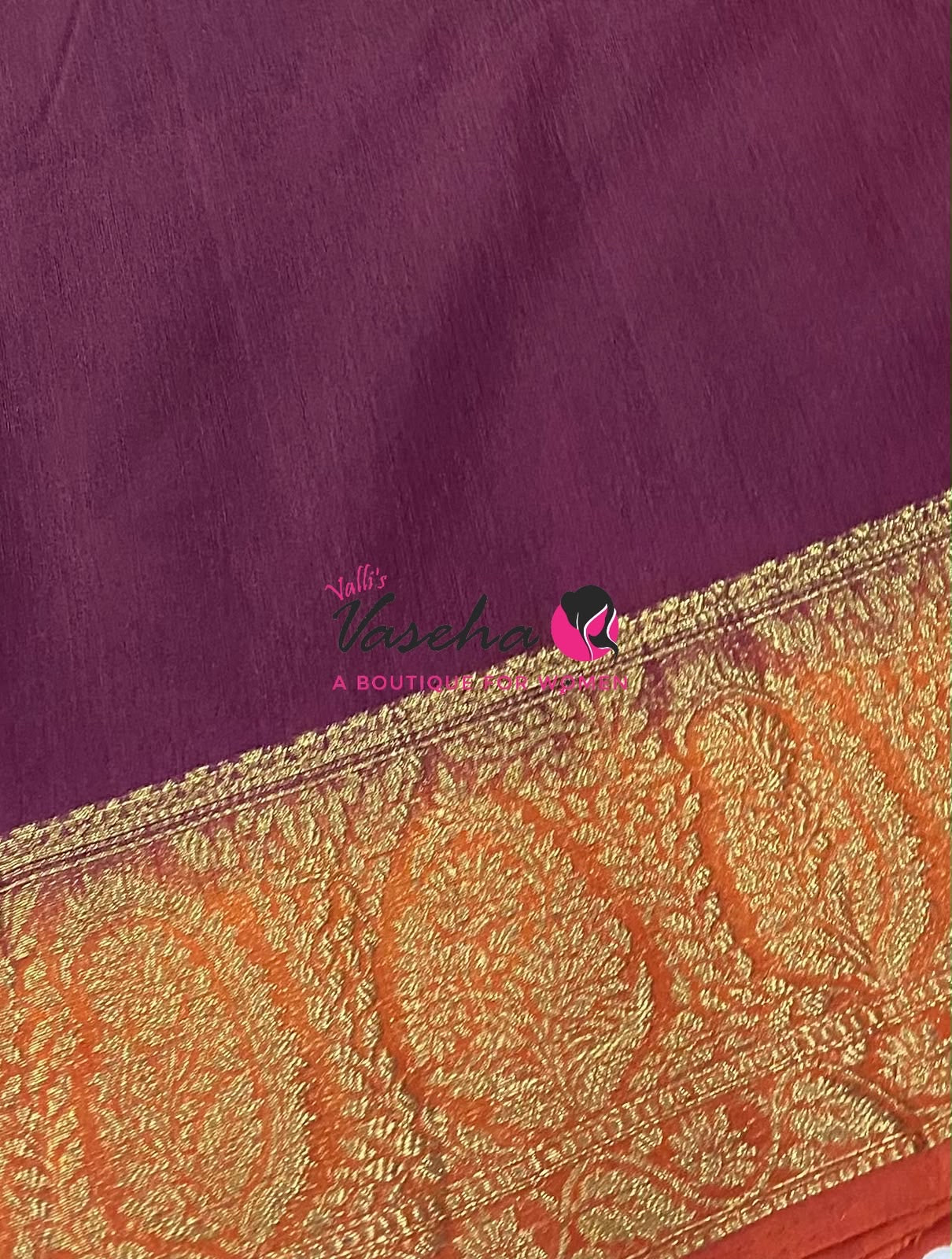 Semi Jute Silk Saree - Wine With Orange Shade- VVSJS001