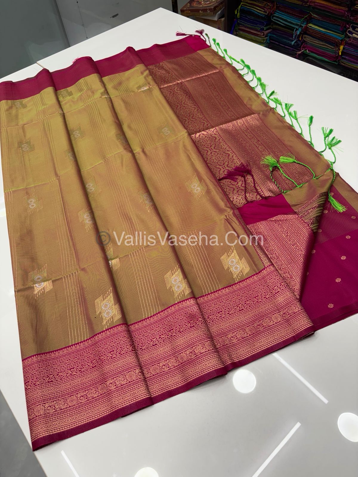 Semi Soft Silk - Dual Tone Mustard With Pink Shade -VVSSS032 - 7