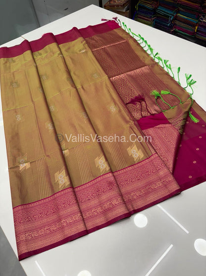 Semi Soft Silk - Dual Tone Mustard With Pink Shade -VVSSS032 - 7