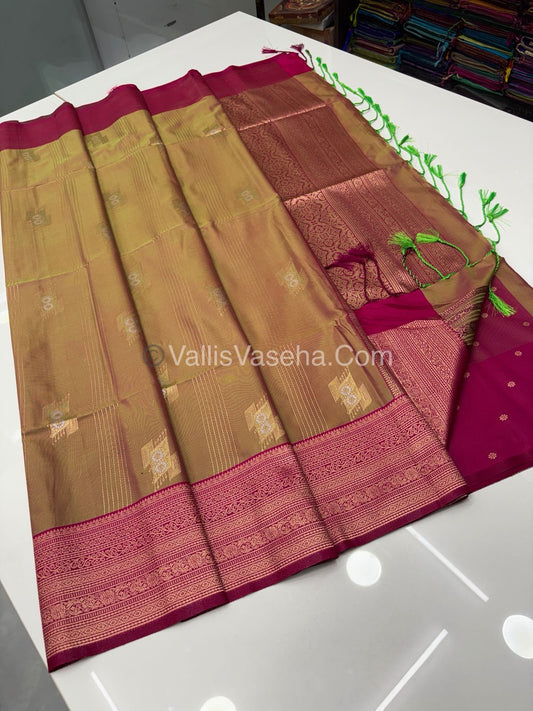 Semi Soft Silk - Dual Tone Mustard With Pink Shade -VVSSS032 - 7