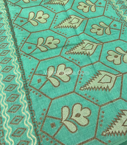 Cherry Tussar - Semi Tussar Silk -  Green - VVSTS009
