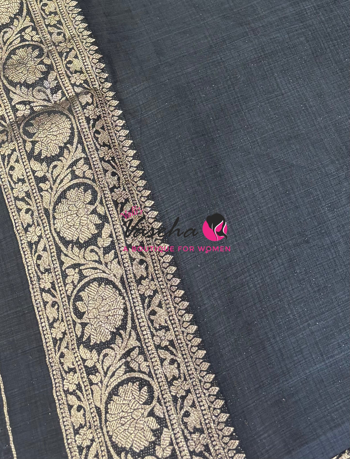 Banarasi - Heritage Silk - Semi Kathan Silk - Black  Shade- VVBHS001