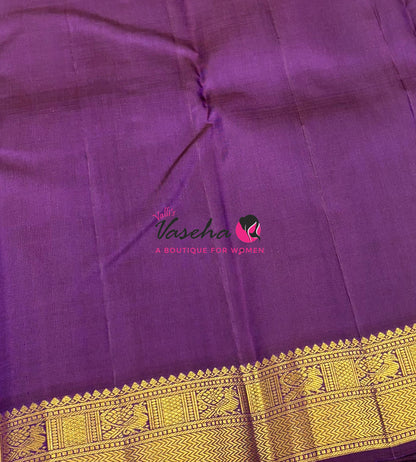 Pure Vintage Korvai Kanchipuram Silk Saree - Light Green & Purple Combo - VVPS072