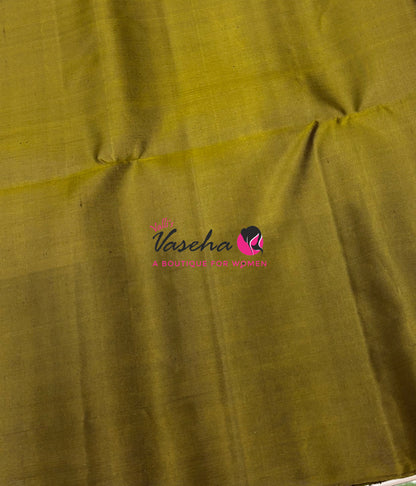 Pure Soft Silk Saree - Grey & Mahendi Green - VVPSS126