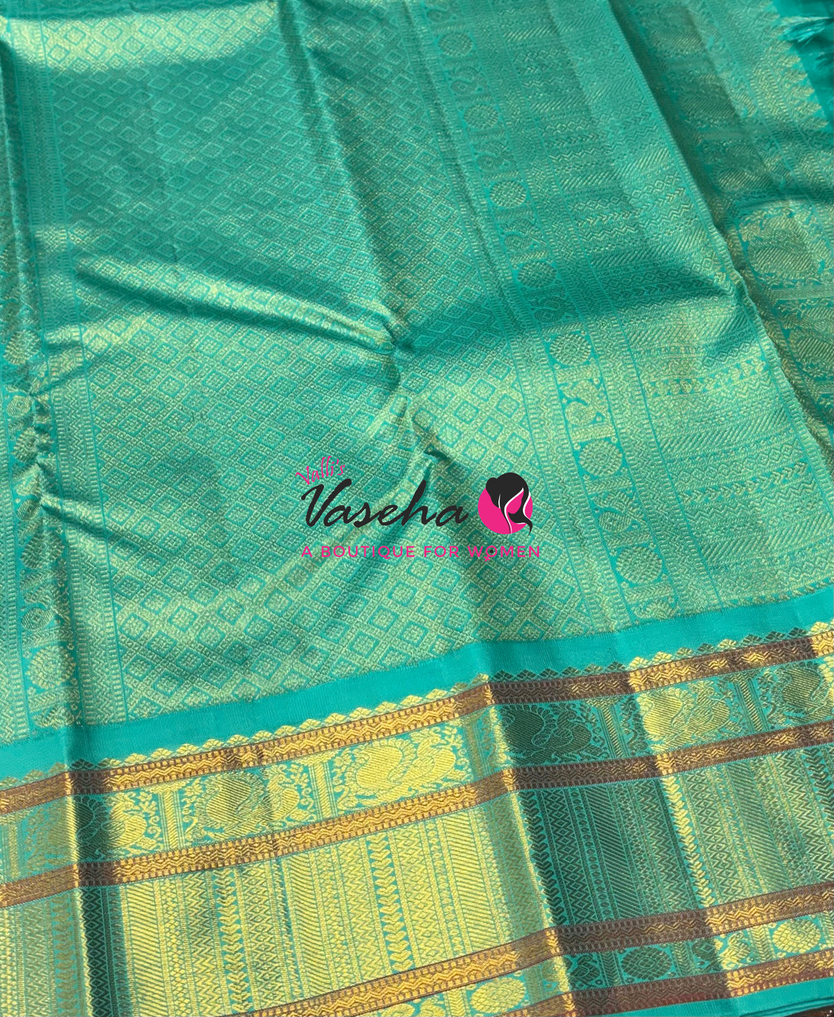 Pure Vintage Korvai Kanchipuram Silk Saree - Purple & Teal Blue Combo - VVPS006