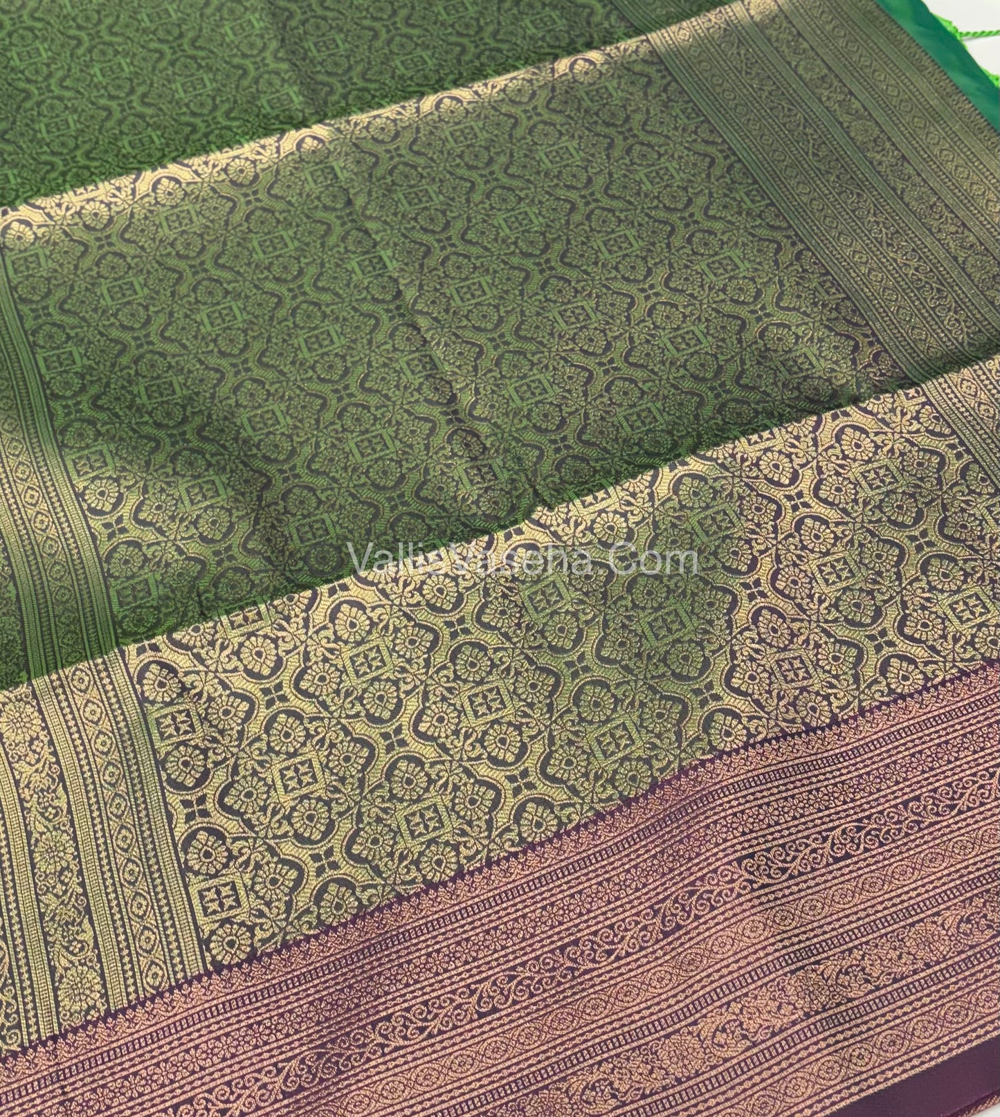 Semi Soft Silk - Green With Purple Shade -VVSSS032 - 9