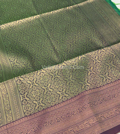 Semi Soft Silk - Green With Purple Shade -VVSSS032 - 9