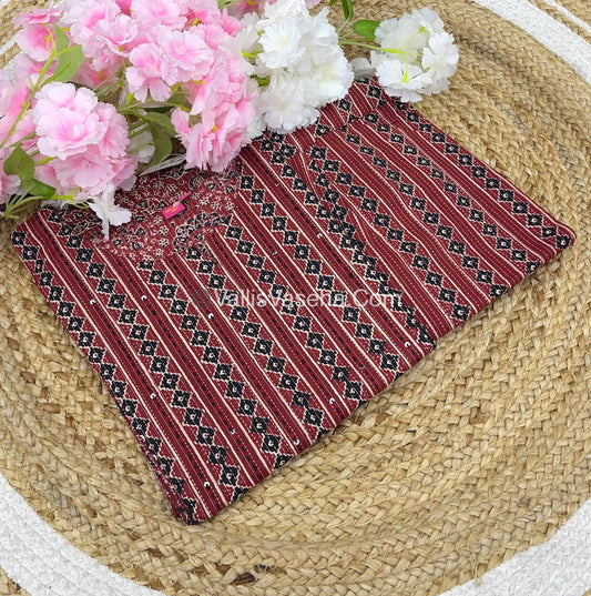 Trendy Printed  Cotton - Co-ord Set - Maroon Shade - VVRCS001