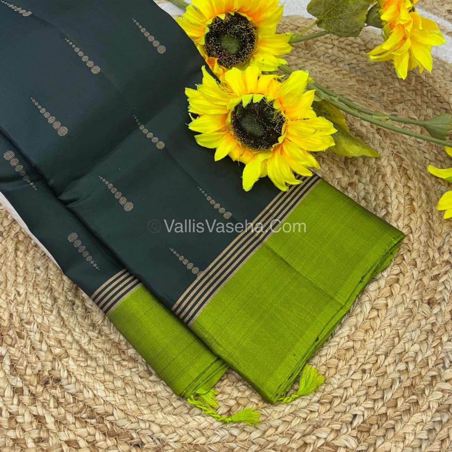 Half Mixed Soft Silk Saree - Green With Green - VVPSS073