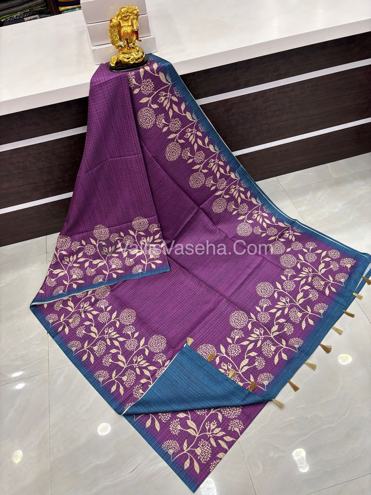 Art Tussar / Art Silk - Purple & Blue - VVATS002