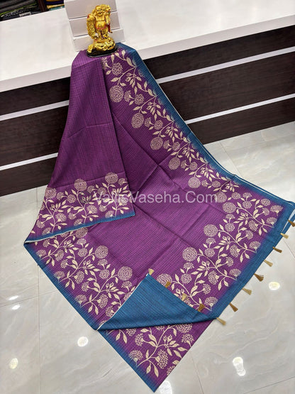 Art Tussar / Art Silk - Purple & Blue - VVATS002