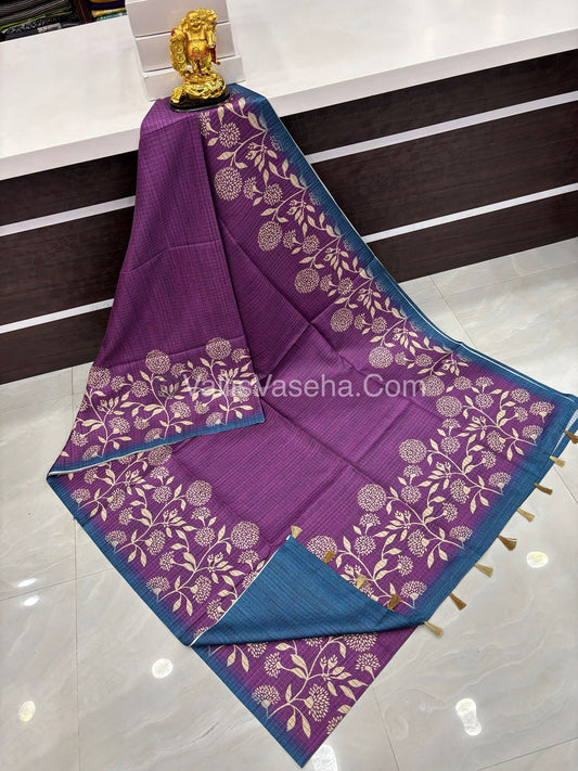 Art Tussar / Art Silk - Purple & Blue - VVATS002