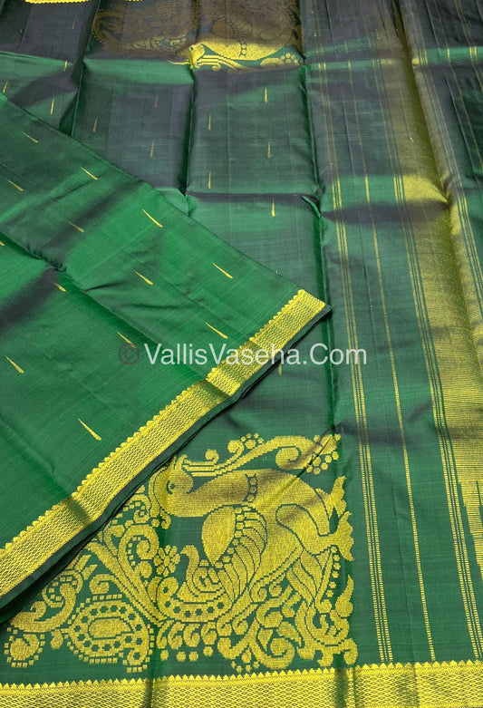 Pure Kanchipuram Silk Saree -  Green Shade  - VVPS022