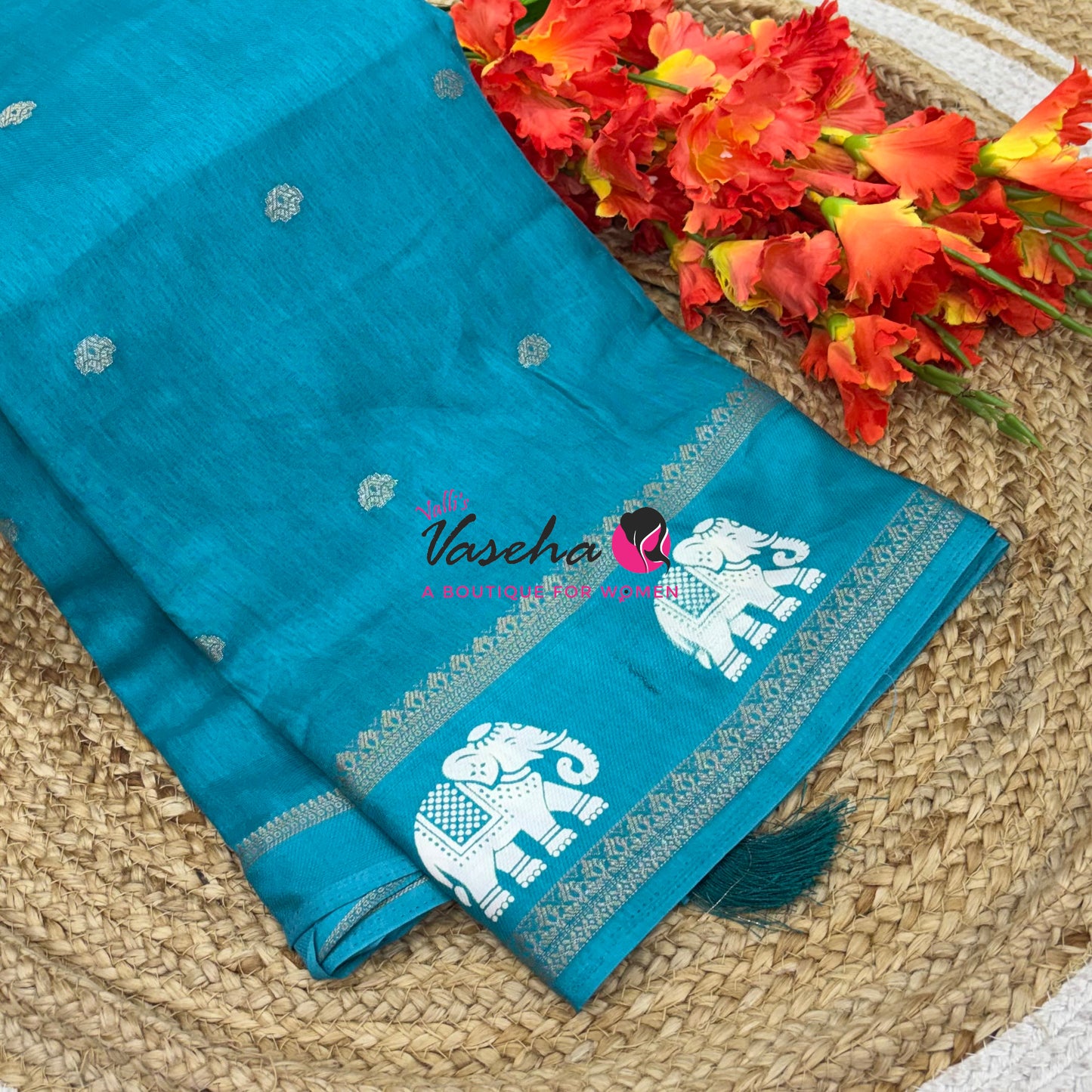 Casual Wear Sarees - Semi Binny / Semi Dola Silk - Blue Shade - VVSDS007