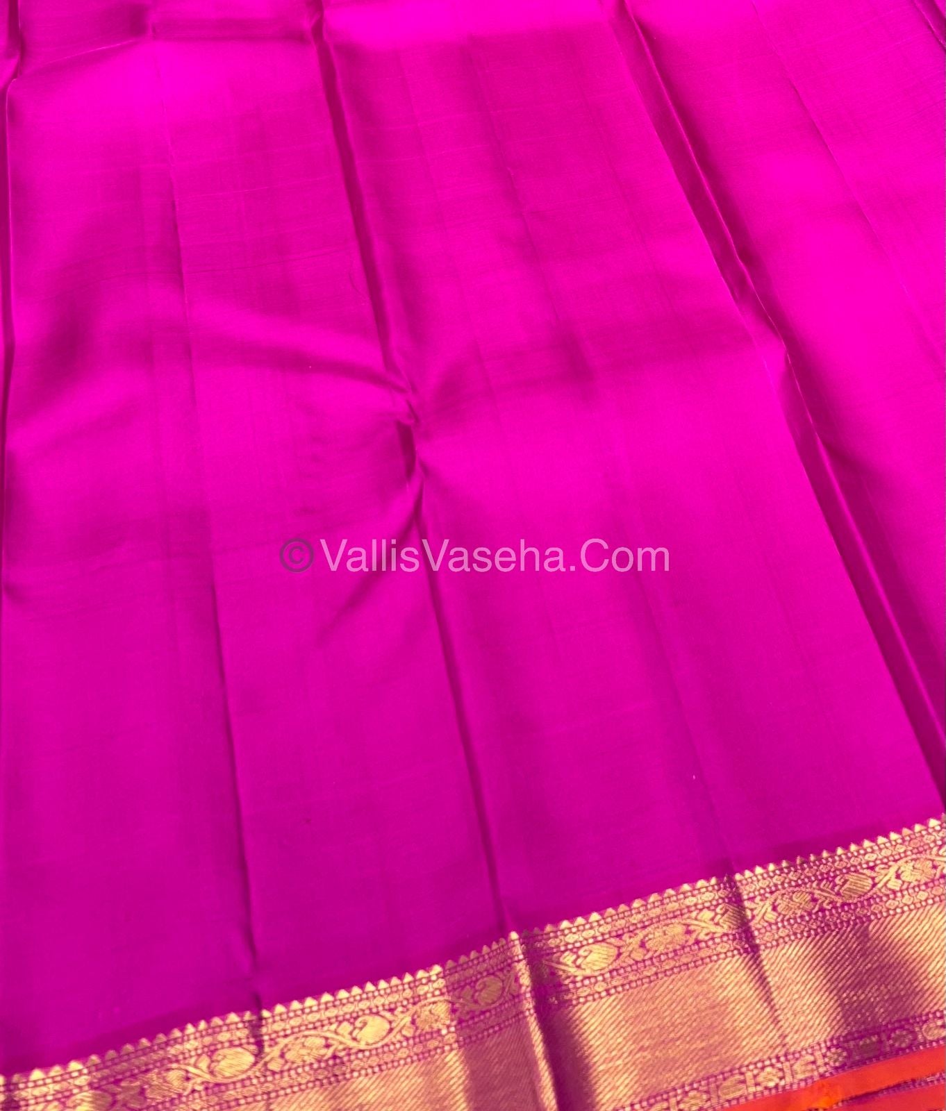 Pure Kanchipuram Silk Saree - Purplish Blue & Pink Combo - VVPS011
