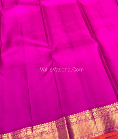 Pure Kanchipuram Silk Saree - Purplish Blue & Pink Combo - VVPS011