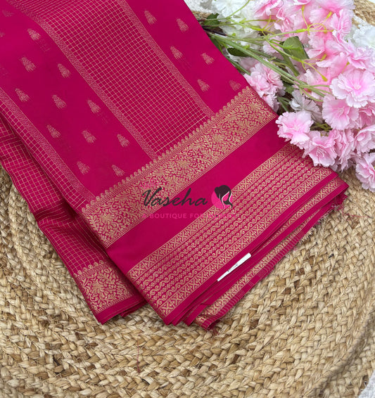 Semi Mysore Crepe Silk  - Pink Shade - VVSMC004