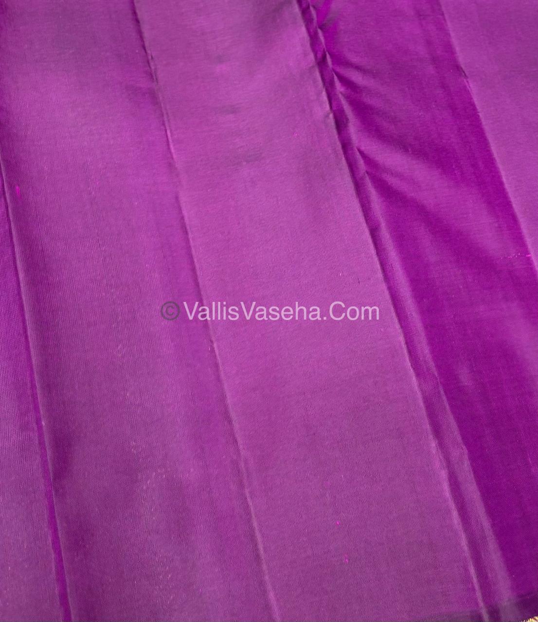 Pure Kanchipuram Silk Saree - Borderless - Blue with purple- VVPS043