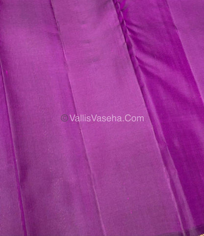 Pure Kanchipuram Silk Saree - Borderless - Blue with purple- VVPS043