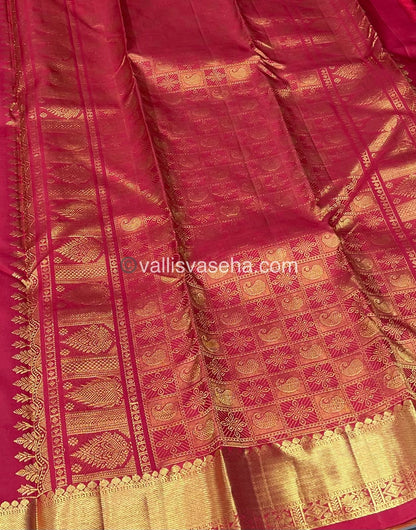 Pre Booking - 4 to 6 weeks - Pure Kanchipuram Silk Saree - Pazhum Pazhamum Checks - VVPS006