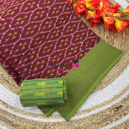 Ikkat Mercerised Cotton Saree - Single Ikkat - VVIKS001