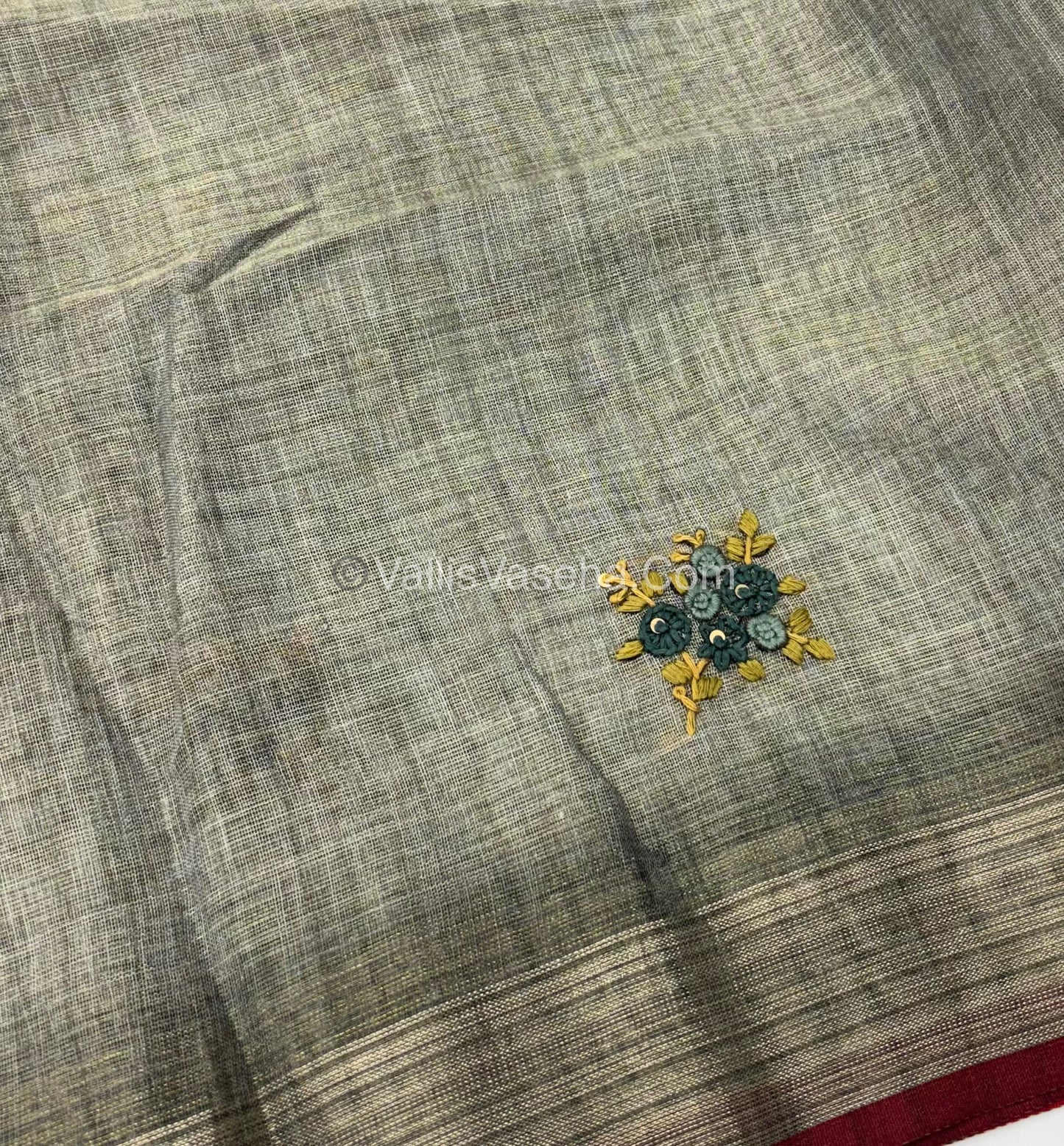 French Knot - Tissue Saree - Grey Shade - VVLFN008