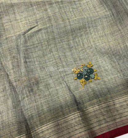 French Knot - Tissue Saree - Grey Shade - VVLFN008