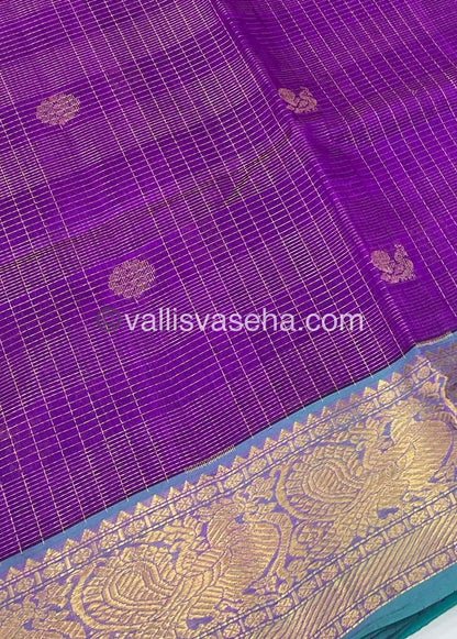 Pure Silk Cotton Saree - Vairavoosi checks - Mayil & Chakkaram - VVMCV002