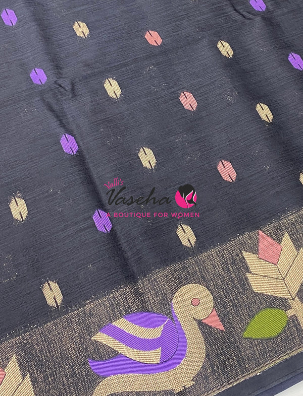 Banarasi - Heritage Meenakari Silk - Black Shade - VVBHS014