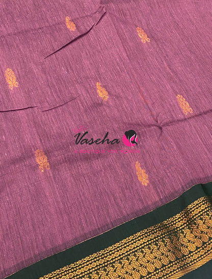 Kalyani Cotton Saree - Purple With Green Shade - VVKC002