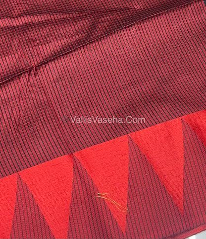 Semi Raw Silk - Black With Red Shade - VVRS006