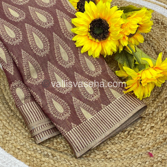 Semi Tussar Silk - Meroonish Wine Shade - VVSTS006