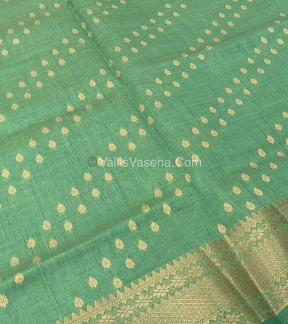 Semi Tussar Silk - Grand Pallu  - Pastel Green Shade - VVSTS017