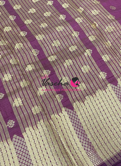 Semi Tussar Silk Saree | Wine Shade |VVSTS057