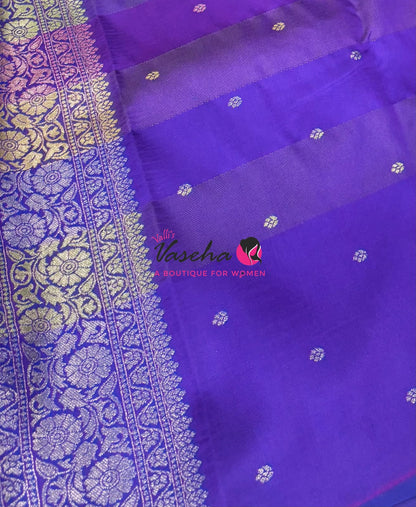 Semi Soft Silk  - Madras Checks Pattern - Violetish Purple Shade  - VVSSS042
