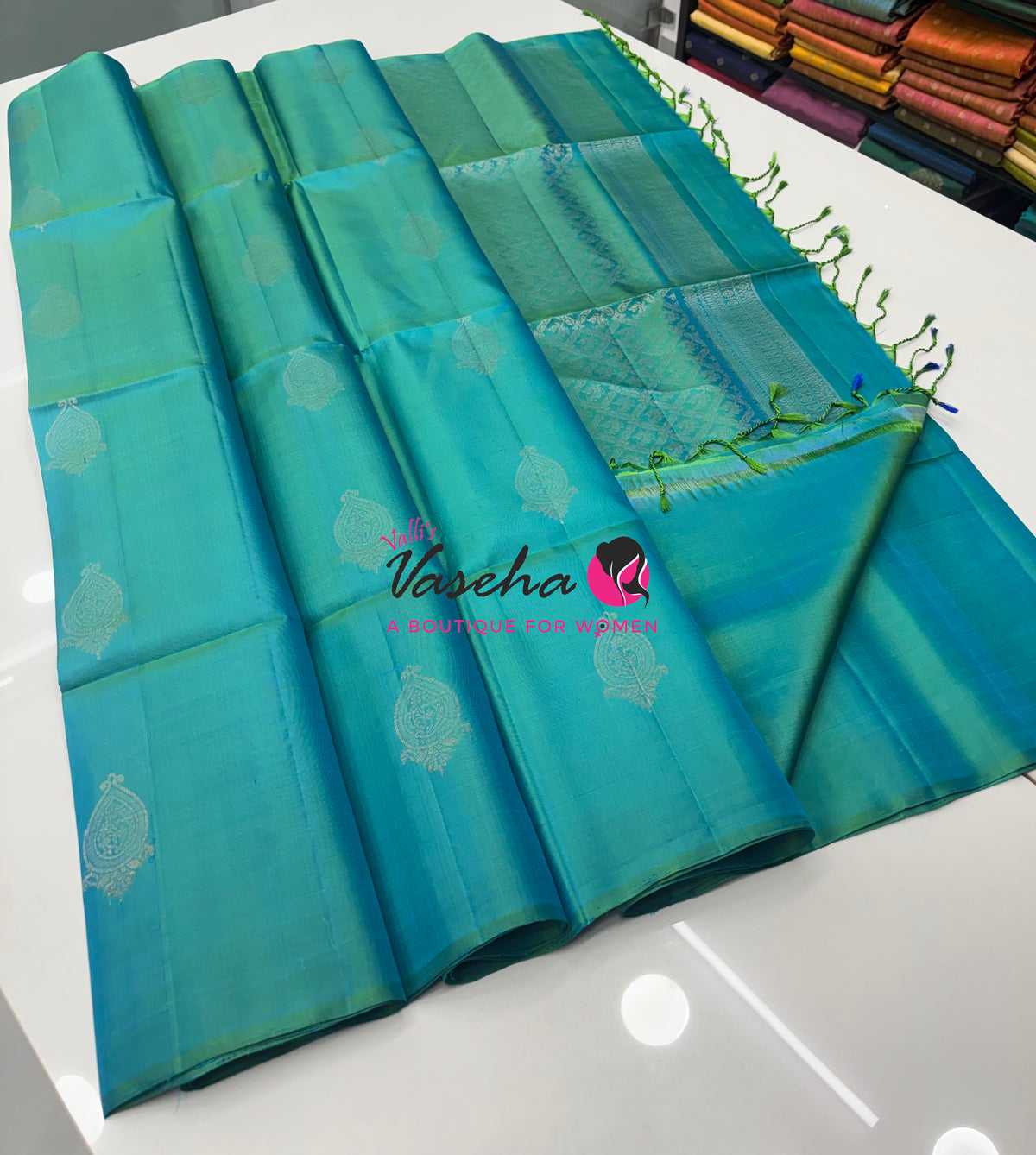 Pure Soft Silk Saree  - Turquoise Blue Shade - VVPSS123