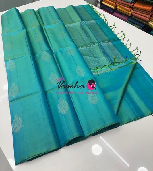 Pure Soft Silk Saree  - Turquoise Blue Shade - VVPSS123