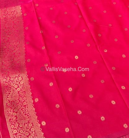 Semi Soft Silk - Elephant Butta Border - Pink Shade -VVSSS011