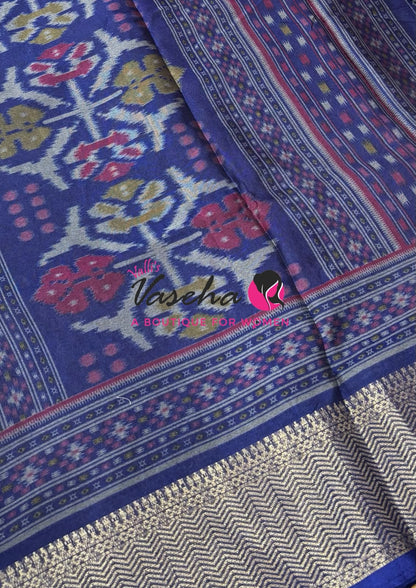 Casual Wear - Semi Patola Silk - Wine & Blue Shade - VVSPS001