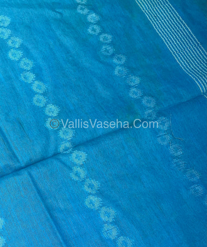 Bhagalpuri Silk - Green With Blue- VVBS007