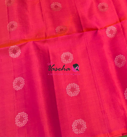 Pure Soft Silk Saree - Border Less  - Brown & Peach Combo - VVPSS055