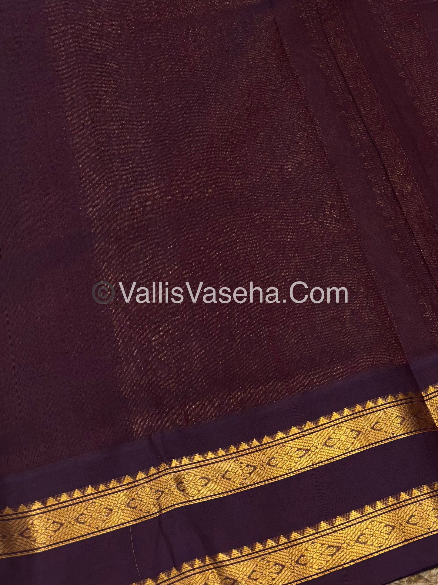 Pure Korvai Silk Cotton Saree - Cream and Wine Brown Shade - VVKSC020