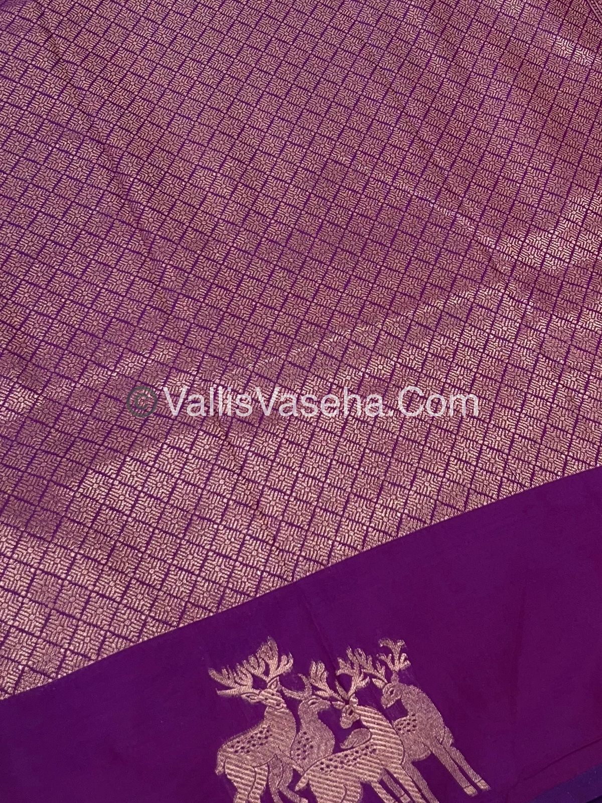 Semi Soft Silk - Deer Butta Border - Purplish Pink Shade -VVSSS017